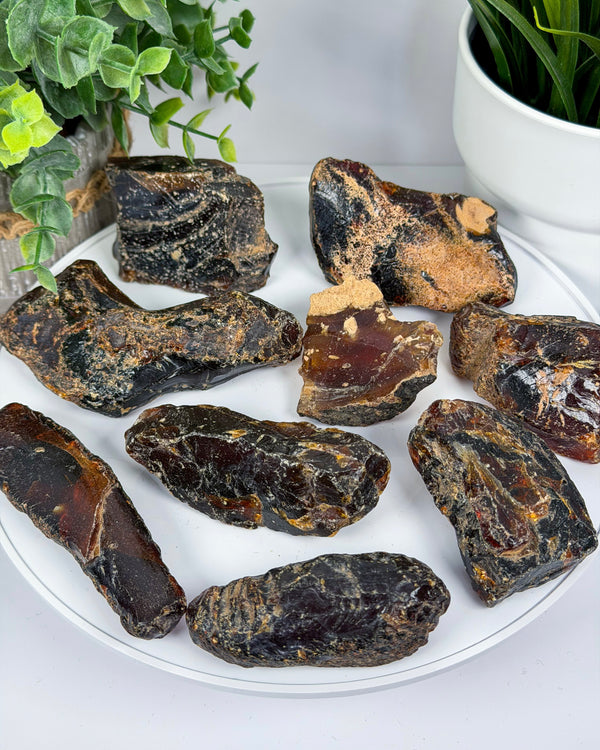 Raw Sumatran Blue Amber from Indonesia • ONE Intuitively Selected UV Reactive Indonesian Amber Raw Chunk Specimen