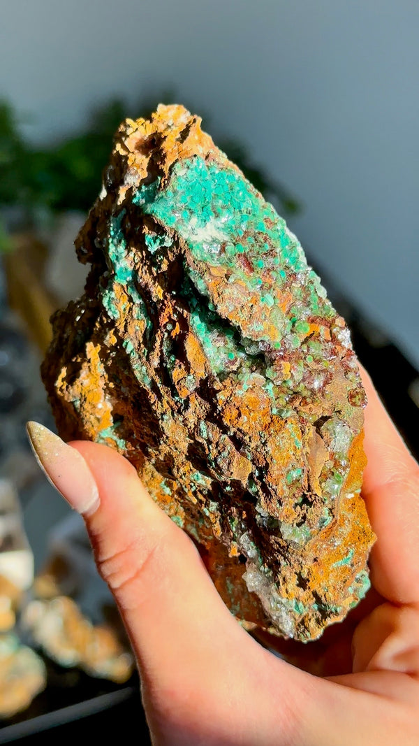 Rosasite with Calcite from Ojuela Mine, Mapimí, Durango, Mexico