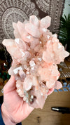 Himalayan Pink Samadhi Quartz Cluster with Chlorite and Lodalite Inclusions • XL Pink Samadhi Quartz w/ Custom Display Stand