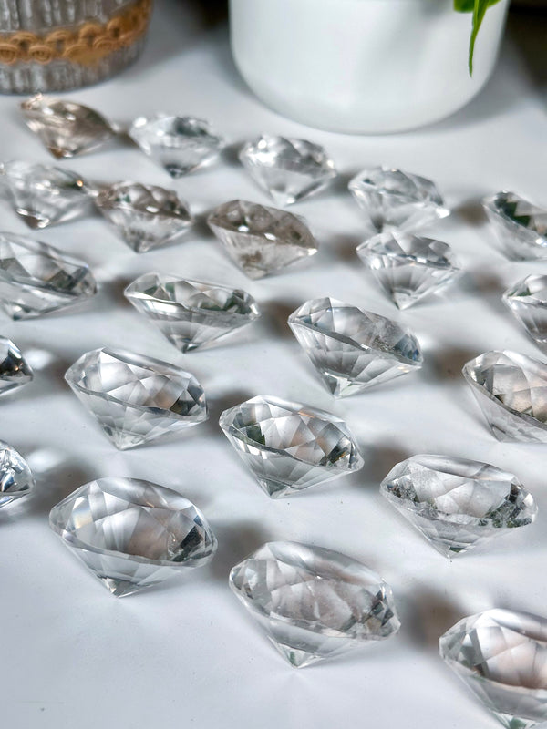 Clear Quartz Diamond Cut Faceted Gems from Brazil • Choose Between 3 Sizes!