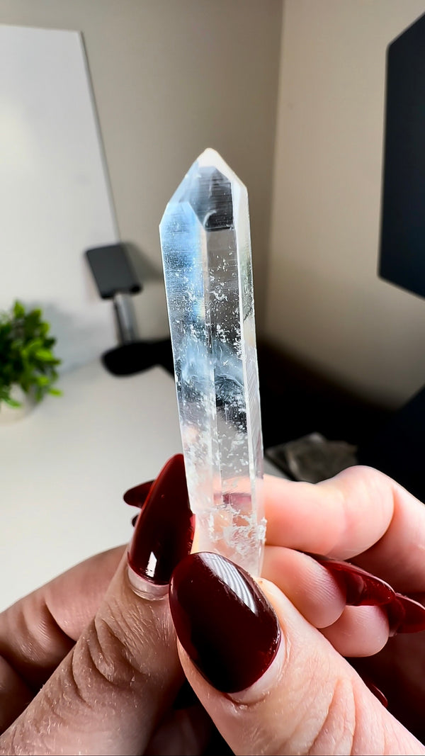 Water Clear Colombian Lemurian Quartz with "Blue Mist" / "Blue Smoke" (aka Blue Needles)