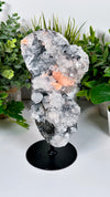 Black Diamond Apophyllite with Stilbite • XL Apophyllite, Stilbite & Black Chalcedony Crystal Specimen with Custom Display Stand from India