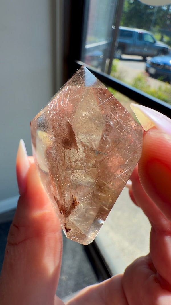 Whispy Pink Amphibole Quartz from Itacambira, Brazil