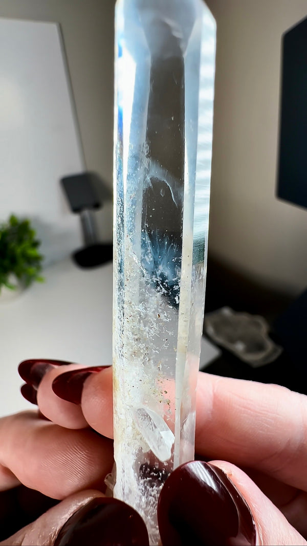 Water Clear Colombian Lemurian Quartz with "Blue Mist" / "Blue Smoke" (aka Blue Needles)