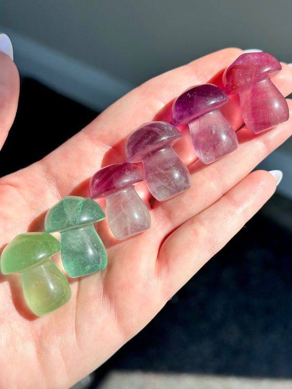 Fluorite Crystal Mushroom Carvings • Choose Your Color!