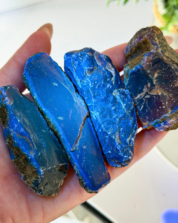 Raw Sumatran Blue Amber from Indonesia • ONE Intuitively Selected UV Reactive Indonesian Amber Raw Chunk Specimen